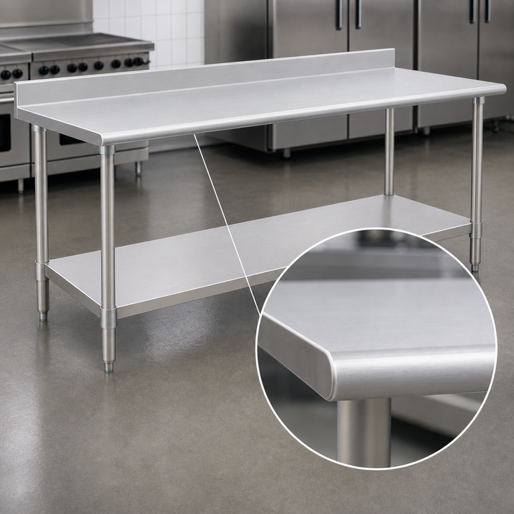 Product image #4 for Eagle Deluxe Series Stainless Steel Work Table with 4-1/2 Inch Backsplash and Adjustable Undershelf, 84 x 24 Inches