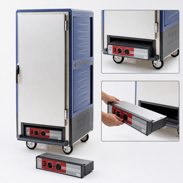 Product image #4 for Metro C5 3 Series 3/4-Height Heated Holding Cabinet with Blue Insulation Armour, Solid Door, and Fixed Wire Slides