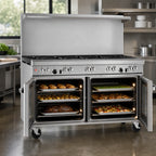Thumbnail image #4 for Southbend (Middleby) Ultimate 4604AA-6L 60-Inch Gas Restaurant Range with 9 Open Burners, 2 Convection Ovens and Backriser Hi-Shelf