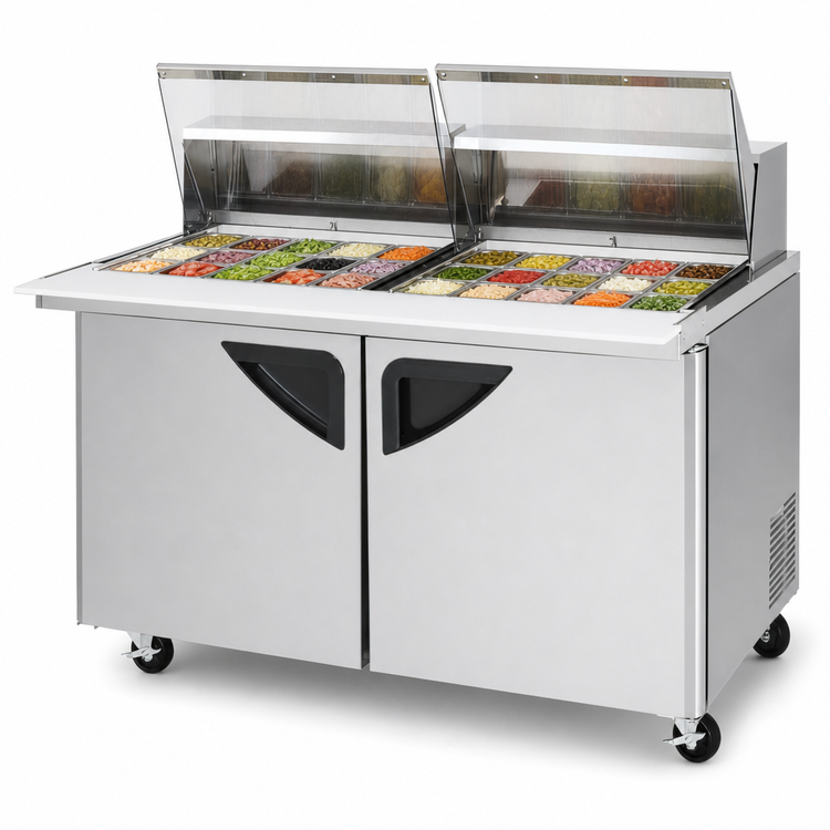 Product image #4 for Turbo Air Super Deluxe 60-Inch Two-Section Sandwich/Salad Mega Top Prep Table with Clear Lids, 24-Pan Opening