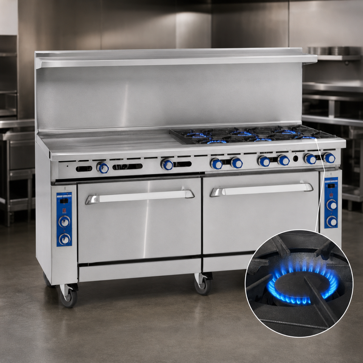 Product image #4 for Imperial Pro Series 72-Inch Gas Restaurant Range with 6 Open Burners, 36-Inch Griddle, and 2 Standard Ovens
