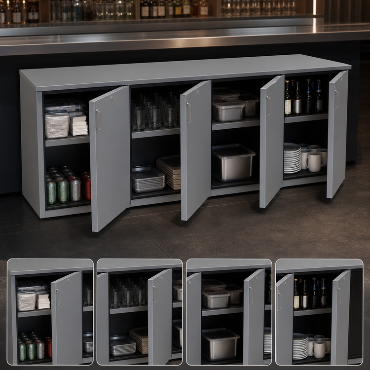 Product image #4 for Glastender 80-Inch Four-Section Low Profile Back Bar Dry Storage Cabinet