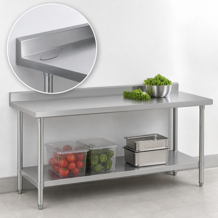 Product image #4 for Eagle Spec-Master Stainless Steel Work Table with Adjustable Undershelf and Rear Up-Turn, 84 x 36 Inches