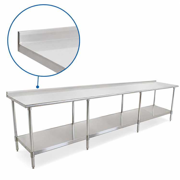 Product image #4 for Eagle Spec-Master 108-Inch Stainless Steel Work Table with Rear Up-Turn and Undershelf