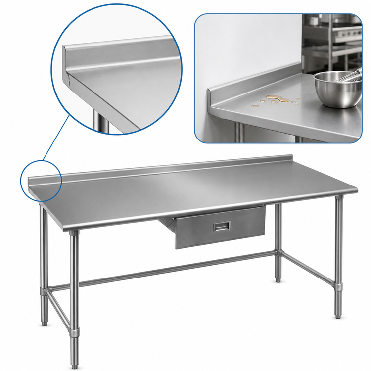 Product image #4 for Eagle Budget Series 84-Inch x 24-Inch Stainless Steel Work Table with 1-1/2-Inch Rear Up-Turn