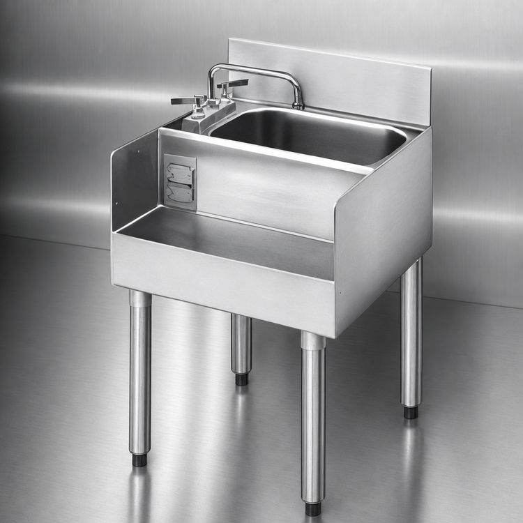 Product image #4 for 1800 Series Underbar Side-To-Side Modular Add-On Dump Sink with Blender Recessed Step and GFCI Receptacle