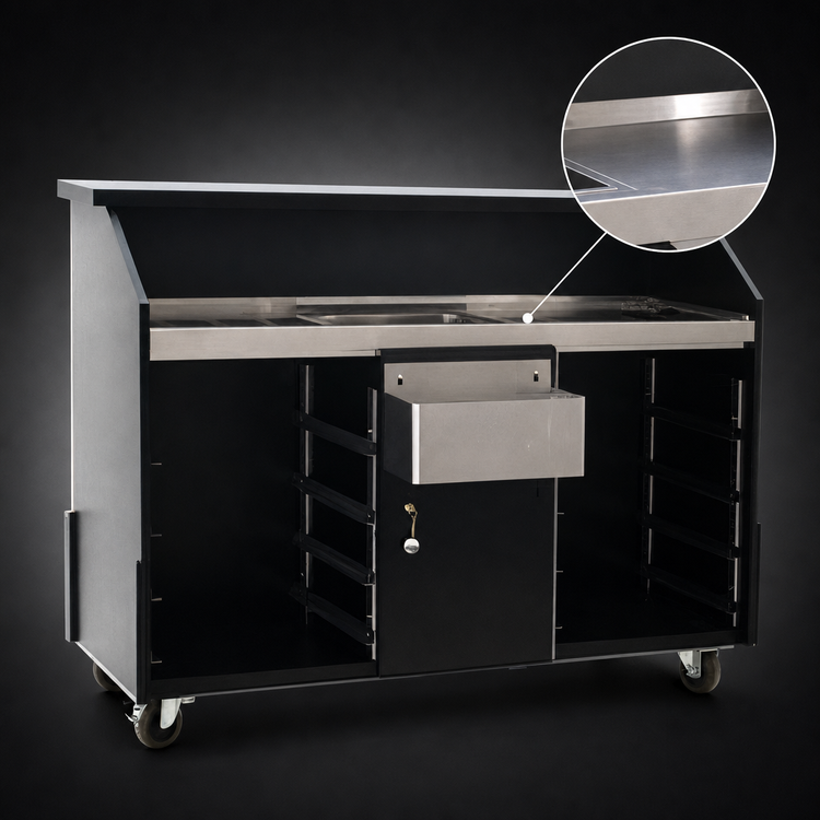 Product image #4 for Deluxe 63-Inch Indoor Portable Bar with Ice Bin, Speed Rail, and Locking Storage Cabinet