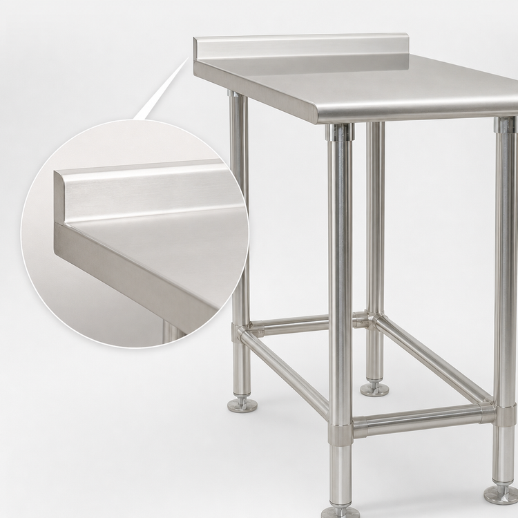 Product image #4 for Deluxe Series Stainless Steel Work Table with Rear Upturn, 144 x 24 Inches