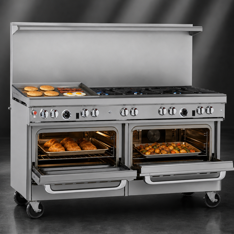 Product image #4 for Southbend Ultimate 60-Inch Commercial Gas Restaurant Range with 6 Open Burners, 24-Inch Griddle, Standard Oven and Convection Oven