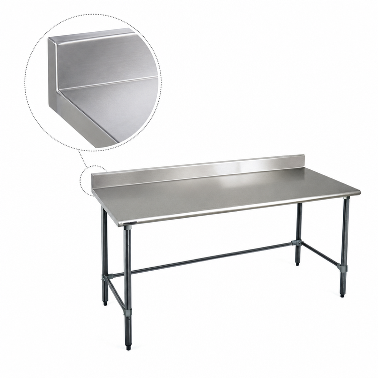 Product image #4 for BlendPort Budget Series 84" x 30" 430 Stainless Steel Work Table with 4-1/2" Backsplash and Galvanized Tubular Base