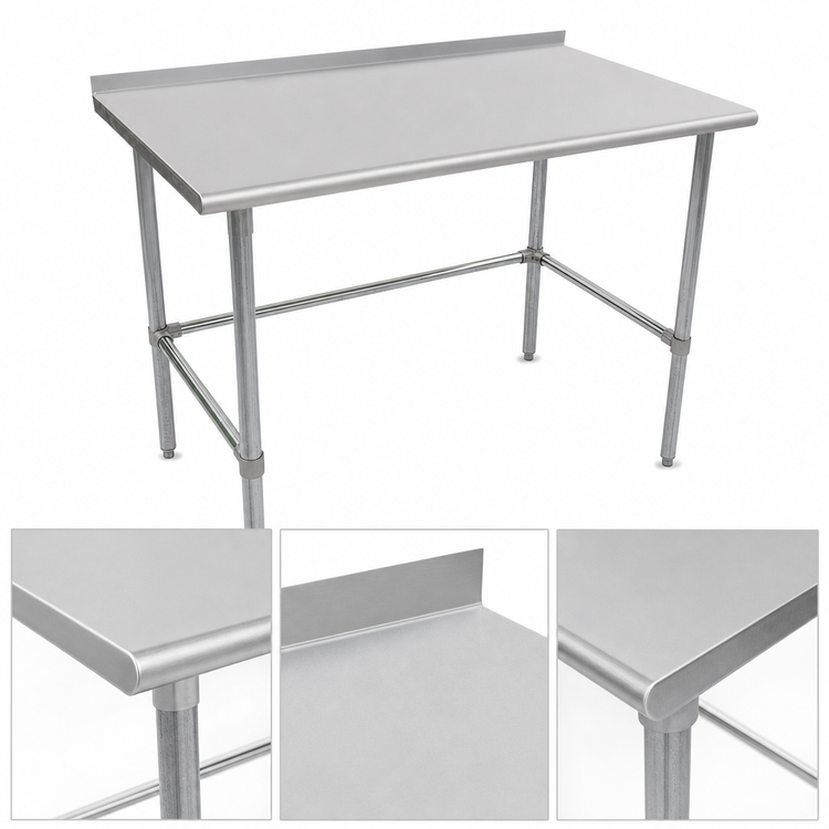 Product image #4 for John Boos Stallion 84-Inch W x 24-Inch D Stainless Steel Top Work Table with 1-1/2-Inch Rear Backsplash and Galvanized Base
