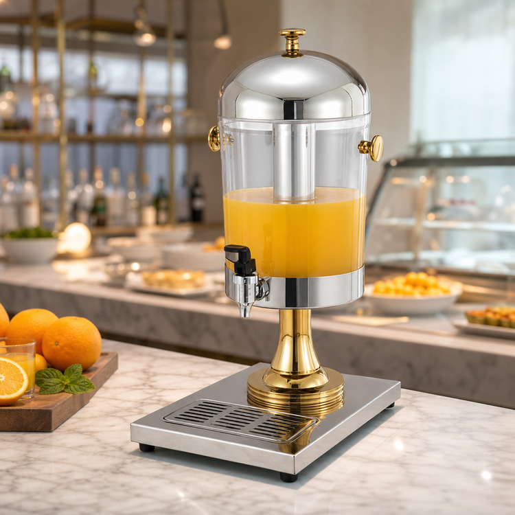 Product image #5 for Winco Single Juice Dispenser with 2.2 Gallon Clear Polycarbonate Bowl and Stainless Steel Base
