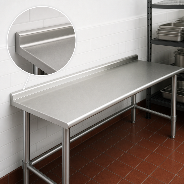 Product image #4 for Deluxe Series 84-Inch x 24-Inch Stainless Steel Work Table with 1-1/2-Inch Rear Up-Turn and Galvanized Base