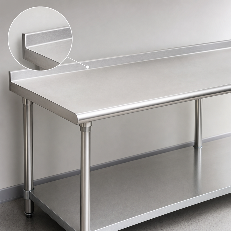 Product image #4 for Eagle Group Budget Series 108 x 30 Inch Stainless Steel Underbar Work Table with Rear Up-Turn and Undershelf