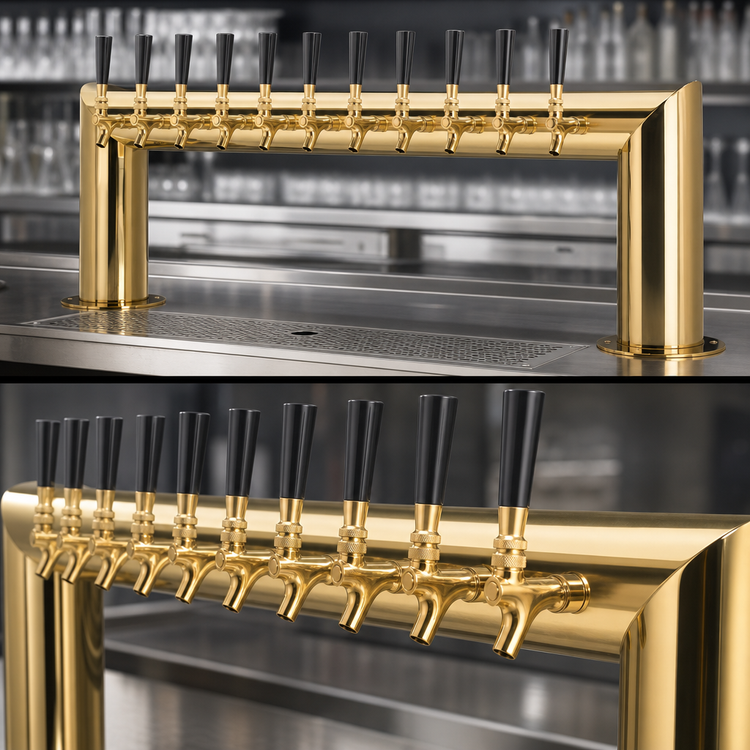 Product image #4 for Micro Matic Pass-Thru Countertop Glycol-Cooled Draft Beer Tower with 12 Faucets, PVD Brass Finish