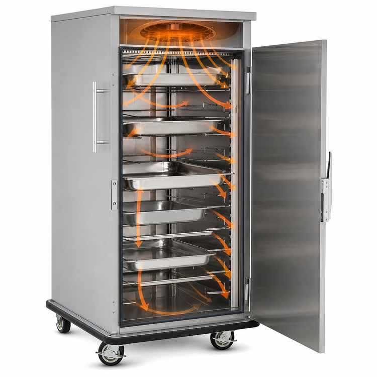 Product image #4 for FWE UHST-10D-HO Mobile Slim-Line High Output Heated Holding Cabinet with Dutch Doors and 10-Pair Tray Slides