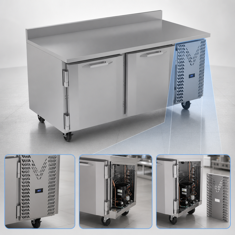 Product image #4 for Victory Refrigeration V-Core Two-Section Worktop Freezer Counter, 67-1/8-Inch Wide, 20.08 Cu. Ft., Self-Contained Side-Mounted Refrigeration