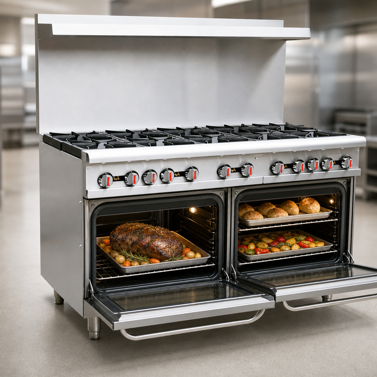 Product image #4 for Omcan USA CE-CN-1524-L 60-Inch Propane Commercial Gas Range with 10 Open Burners and 2 Standard Ovens