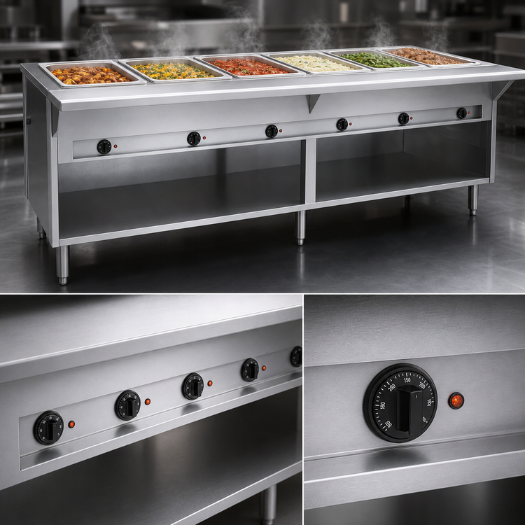 Product image #4 for Spec-Master HT6OB-240-3 6-Well Electric Hot Food Table, 94.5" Wide
