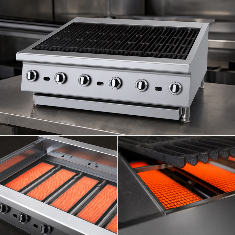 Product image #4 for Garland Heavy-Duty 36-Inch Countertop Gas Radiant Charbroiler with Non-Adjustable Cast Iron Grates
