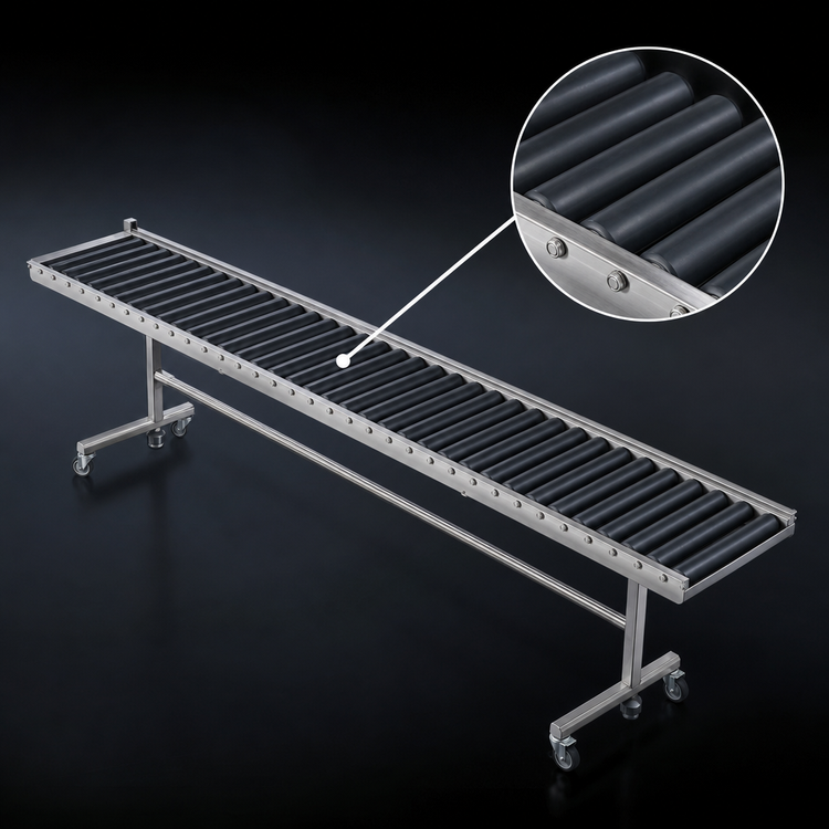 Product image #4 for Dinex DXIESRC6 6-Foot Cantilever Tray Make-Up Conveyor with PVC Rollers