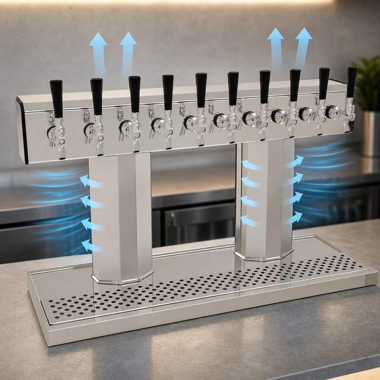 Product image #4 for Glastender Countertop Air-Cooled Tee Draft Dispensing Tower with 10 Faucets