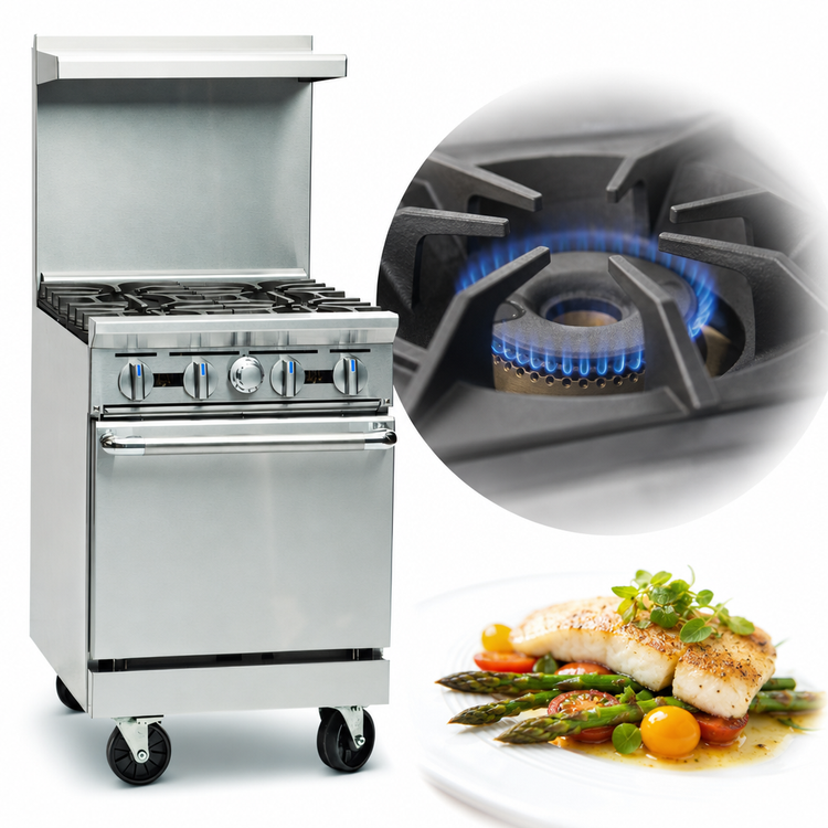 Product image #4 for Imperial Pro Series 24-Inch Gas Restaurant Range with 4 Open Burners and Space Saver Oven