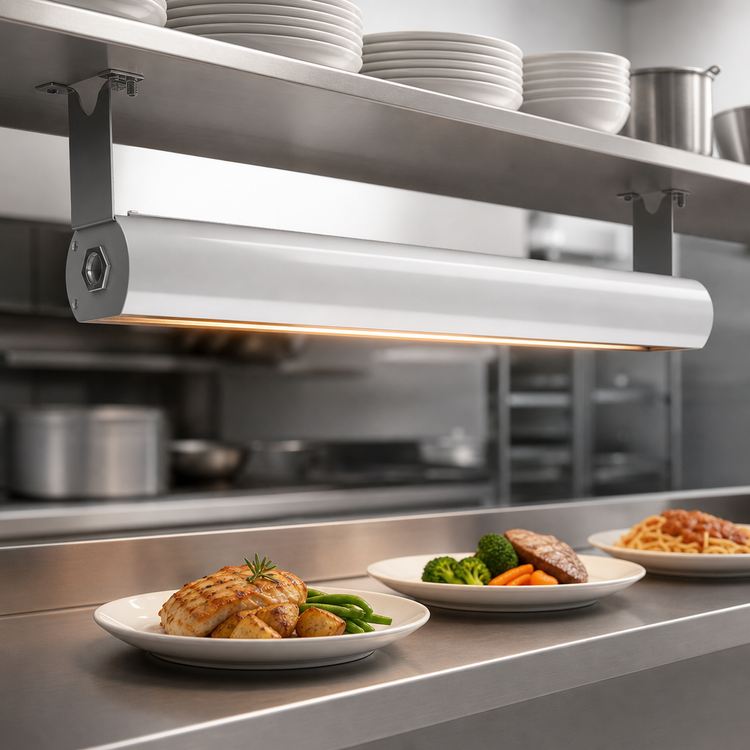 Product image #4 for Vollrath 66 Inch Low Profile Unlighted Strip Heat Lamp, White Hammer Powder Coat, 208V