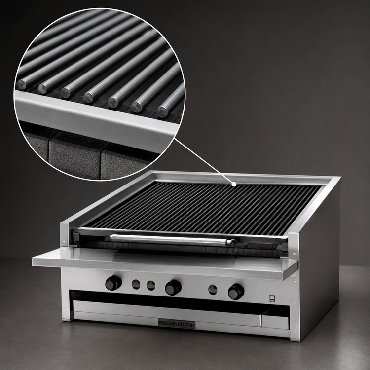 Product image #4 for MagiKitch'n APM-SMB-672 72-Inch Low Profile Countertop Gas Ceramic Coal Charbroiler