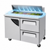 Thumbnail image #4 for Turbo Air Super Deluxe 48-Inch Two-Section Sandwich/Salad Prep Table with 1 Door and 2 Drawers, 12-Pan Opening