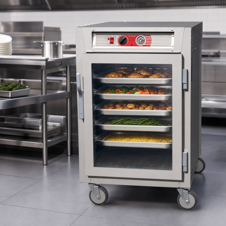 Product image #4 for Metro C5 6 Series Half-Height Mobile Pass-Thru Heated Holding Cabinet with Tempered Double-Pane Glass Doors and Universal Wire Slides