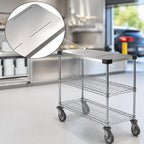 Thumbnail image #4 for Metro Chain Reaction CR1430DTOSC Drive-Thru 3-Tier Order Staging Cart with 30 x 14-Inch Stainless Steel Top and Adjustable Wire Shelves