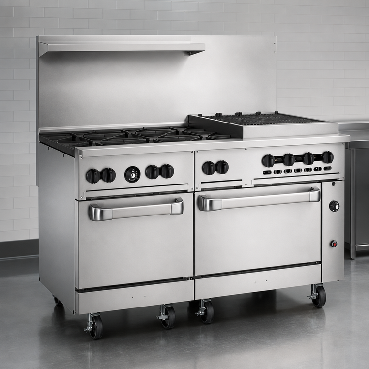 Product image #4 for Vulcan Endurance 60-Inch Gas Restaurant Range with 6 Open Burners, 24-Inch Charbroiler, and 2 Standard Ovens, Propane
