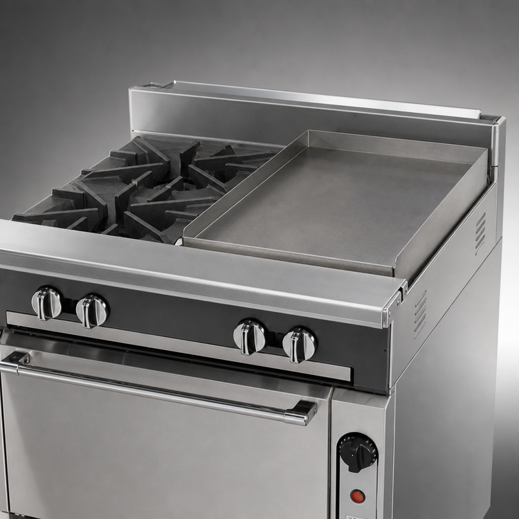 Product image #4 for Vulcan V Series 36-Inch Heavy Duty Gas Range with 2 Open Burners, 24-Inch Manual Griddle and Convection Oven Base