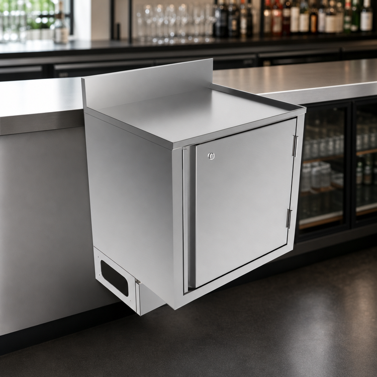 Product image #5 for BK Resources Call Series Flat Top Stainless Steel Underbar Cabinet, 24 x 21 Inches, Pedestal Base