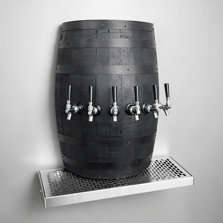 Product image #4 for Glastender Wood Barrel Wall-Mount Air-Cooled Draft Dispensing Tower with 5 Faucets