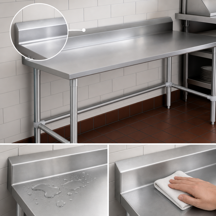 Product image #4 for John Boos Stallion 84-Inch x 24-Inch Stainless Steel Work Table with 5-Inch Backsplash and Galvanized Base