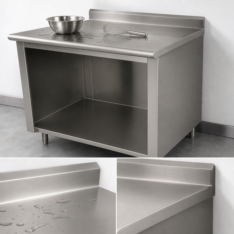 Product image #4 for Advance Tabco Special Value Series 60" x 24" Economy Open Base Work Table with 5" Backsplash and 16-Gauge 304 Stainless Steel Top