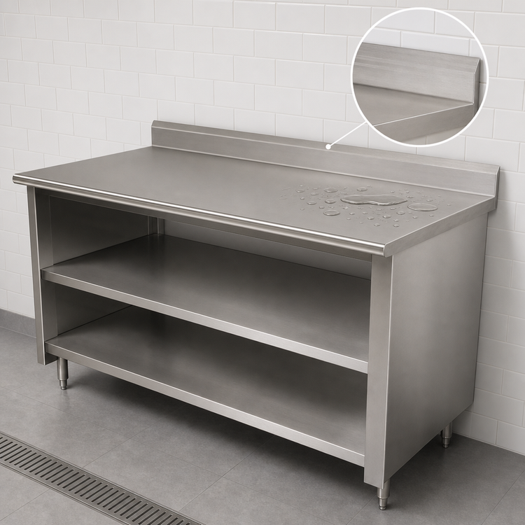 Product image #4 for Advance Tabco Special Value Economy 48" x 24" Stainless Steel Work Table with 5" Backsplash and Mid Shelf