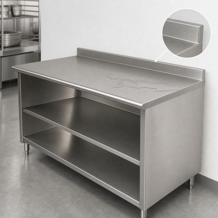 Product image #4 for Advance Tabco Special Value Series 36" x 30" Open Base Work Table with 5" Backsplash and Mid Shelf