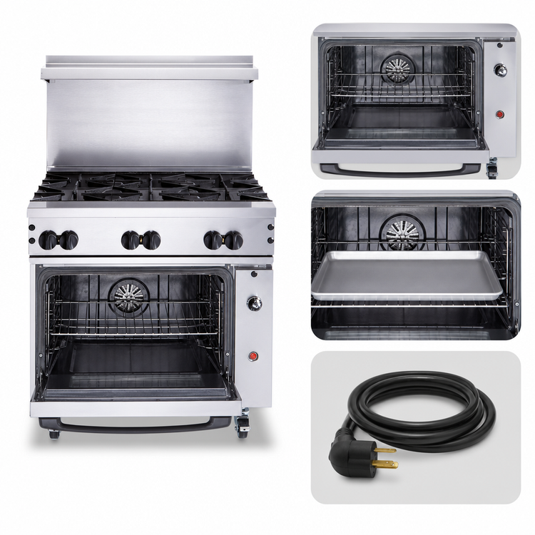 Product image #5 for Vulcan Quick Ship Endurance 36-Inch Gas Restaurant Range with 6 Open Burners and Convection Oven