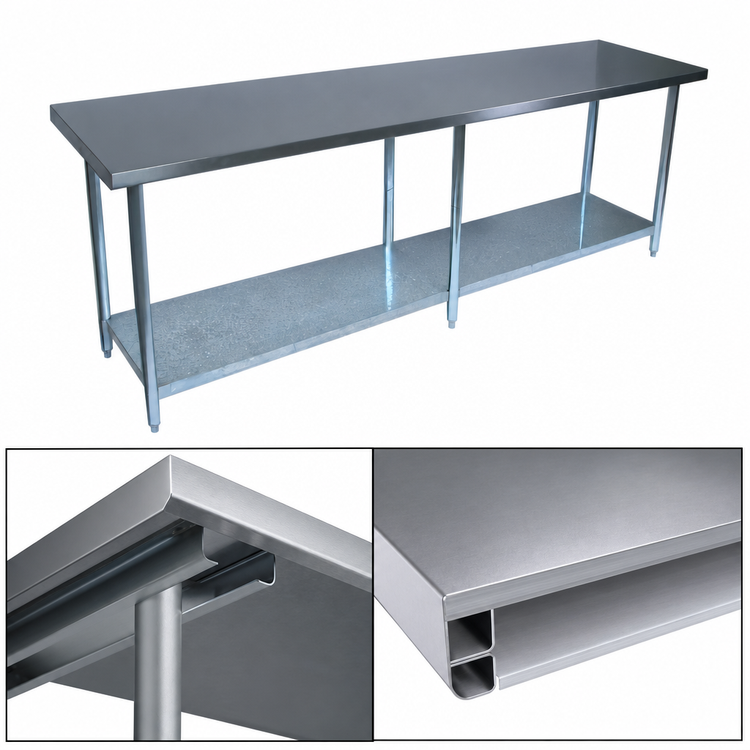 Product image #4 for BK Resources 84" x 30" 18-Gauge Stainless Steel Work Table with Galvanized Undershelf