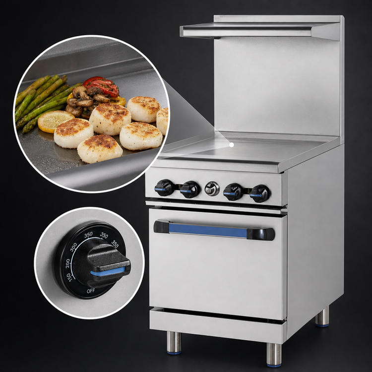 Product image #4 for Turbo Air Radiance 24-Inch Heavy Duty Natural Gas Restaurant Range with Thermostatic Griddle and Space-Saver Oven