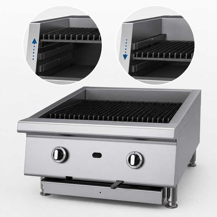 Product image #4 for Garland 24-Inch Countertop Gas Ceramic Briquette Charbroiler with Adjustable Cast Iron Grates