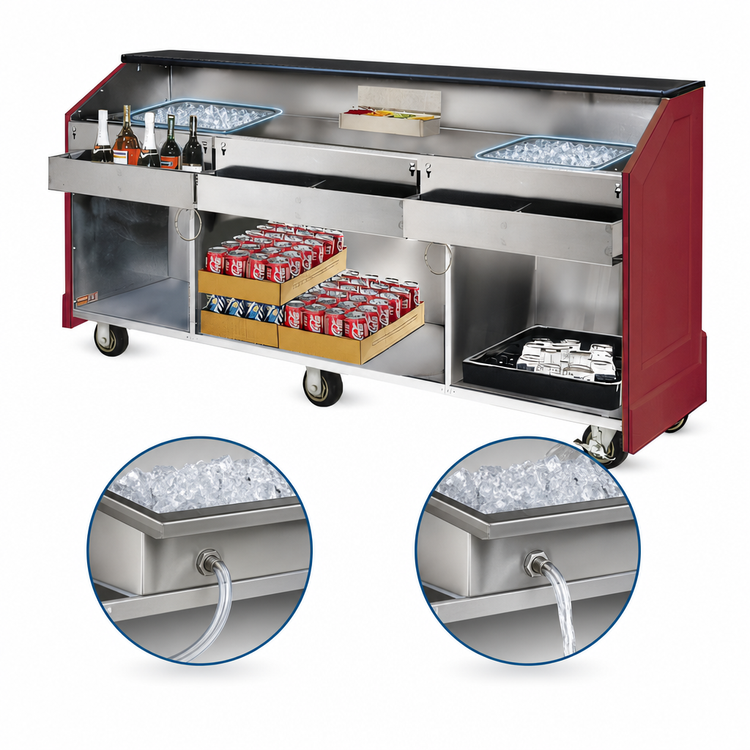 Product image #4 for Architectural Series 96-Inch Dual-Station Portable Bar with Dual Ice Bins and Underbar Server