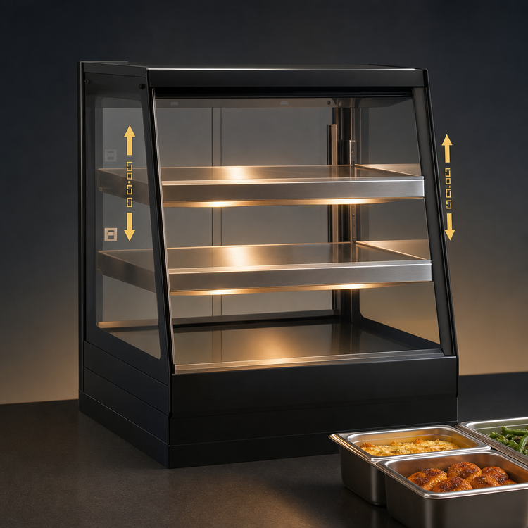 Product image #4 for Elements 47-Inch Countertop Self-Serve Heated Food Merchandiser with Stainless Steel Shelves