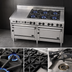 Thumbnail image #4 for Jade Bistro 72-Inch Shallow-Depth Commercial Gas Range with 6 Open Burners, 36-Inch Griddle, and 2 Standard Ovens