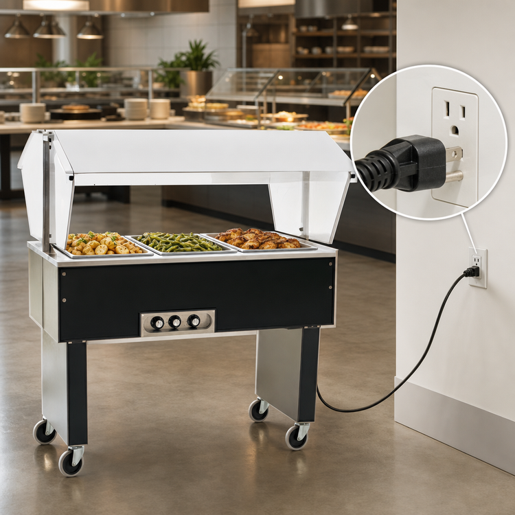 Product image #4 for Eagle Service Mate Deluxe Portable 4-Well Buffet Hot Food Table, 120V, Stainless Steel Top