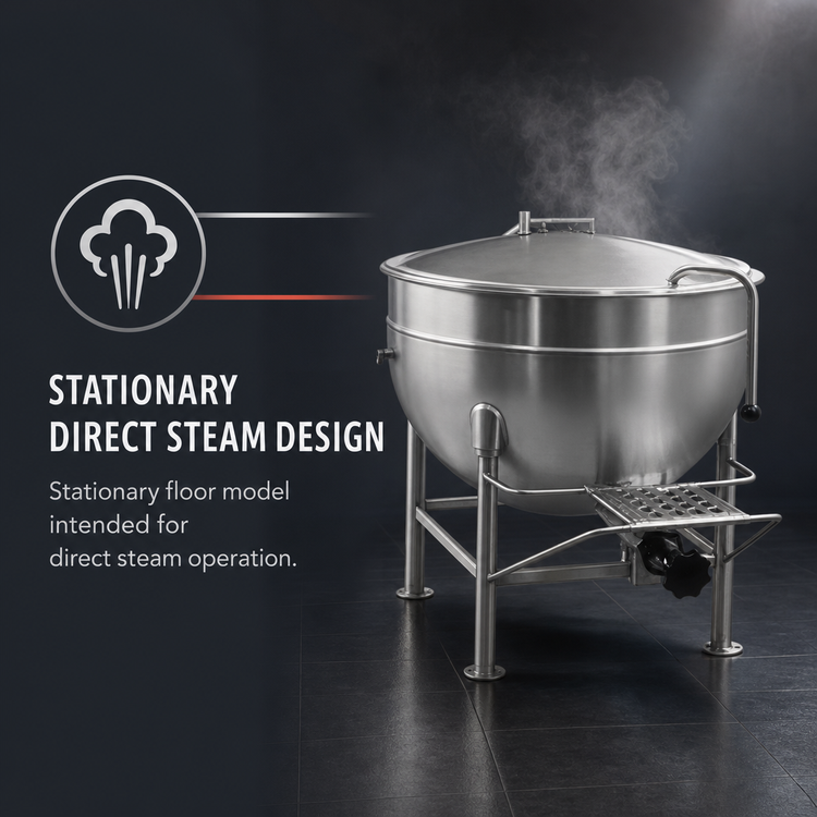 Product image #4 for Legion LS-60 60-Gallon Stationary Direct Steam Kettle with Full Jacket and Tri-Leg Base