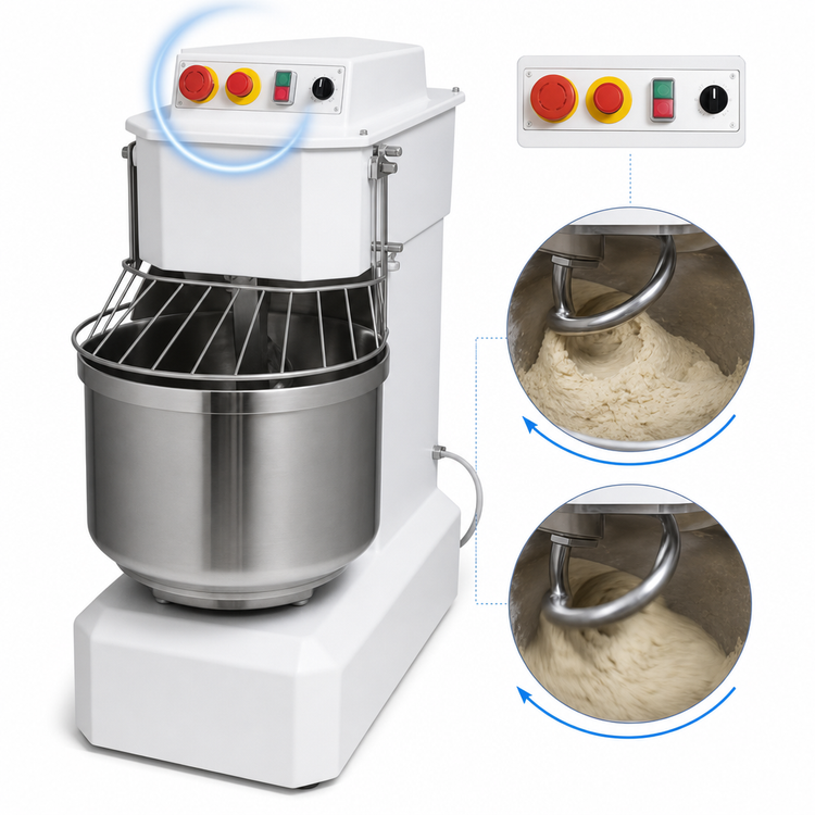 Product image #4 for Doyon 50 lb. Spiral Dough Mixer with Programmable Digital Controls and Stationary Stainless Steel Bowl